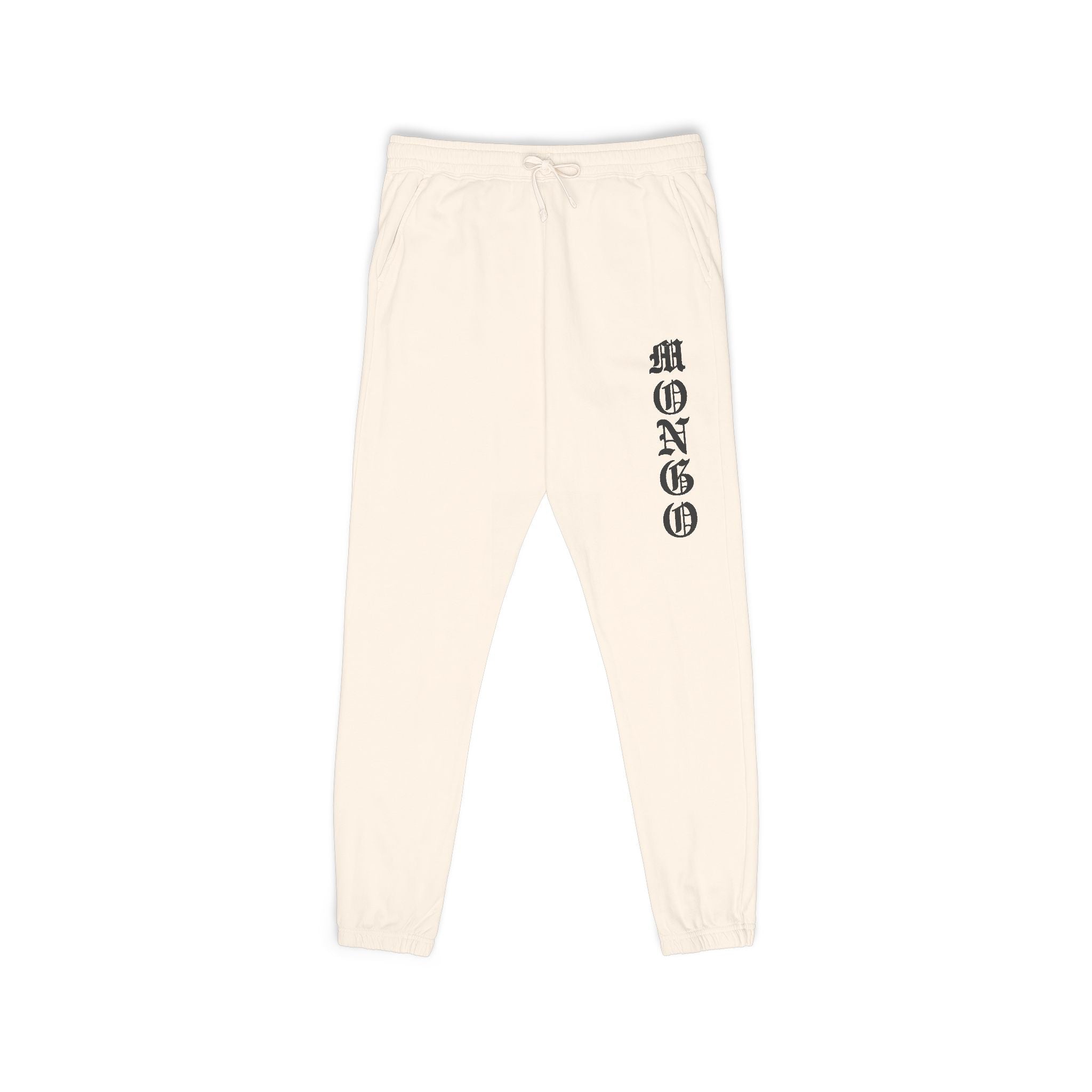 MONGO Gothic Script Sweatpants — Garment-Dyed Fleece Joggers