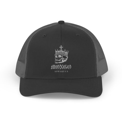 Black Trucker Snapback Cap with Distressed Crown Logo — MXRGD Apparel
