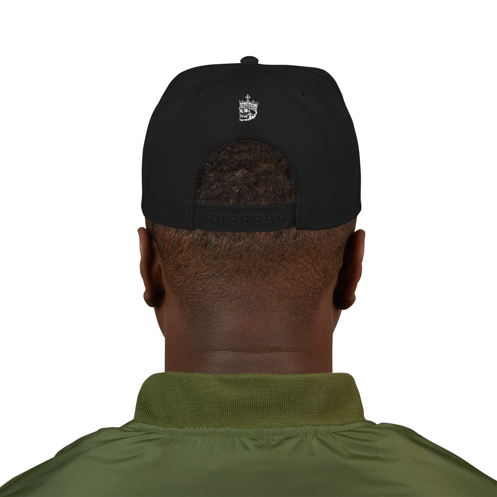 Embroidered Gothic Snapback Hat — Dark Gray Black Streetwear Cap
