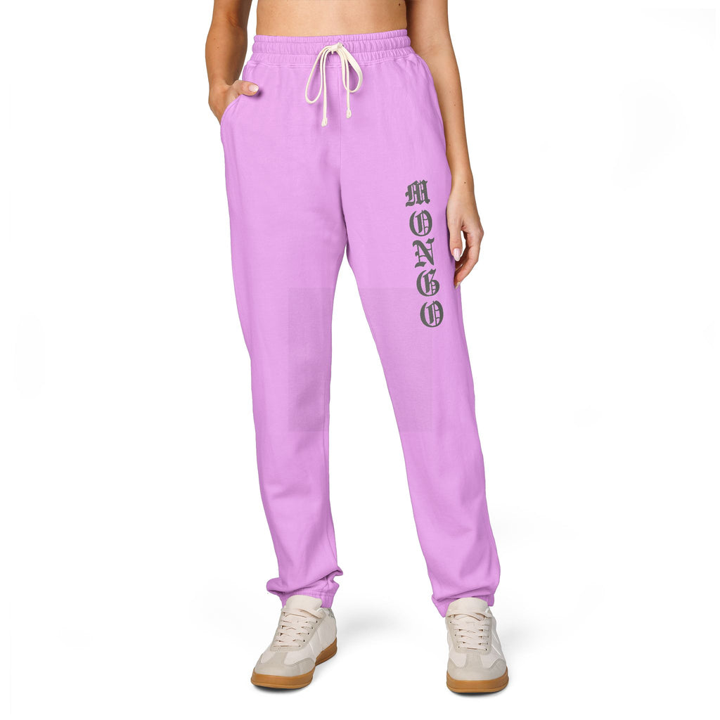 MONGO Gothic Script Sweatpants — Garment-Dyed Fleece Joggers