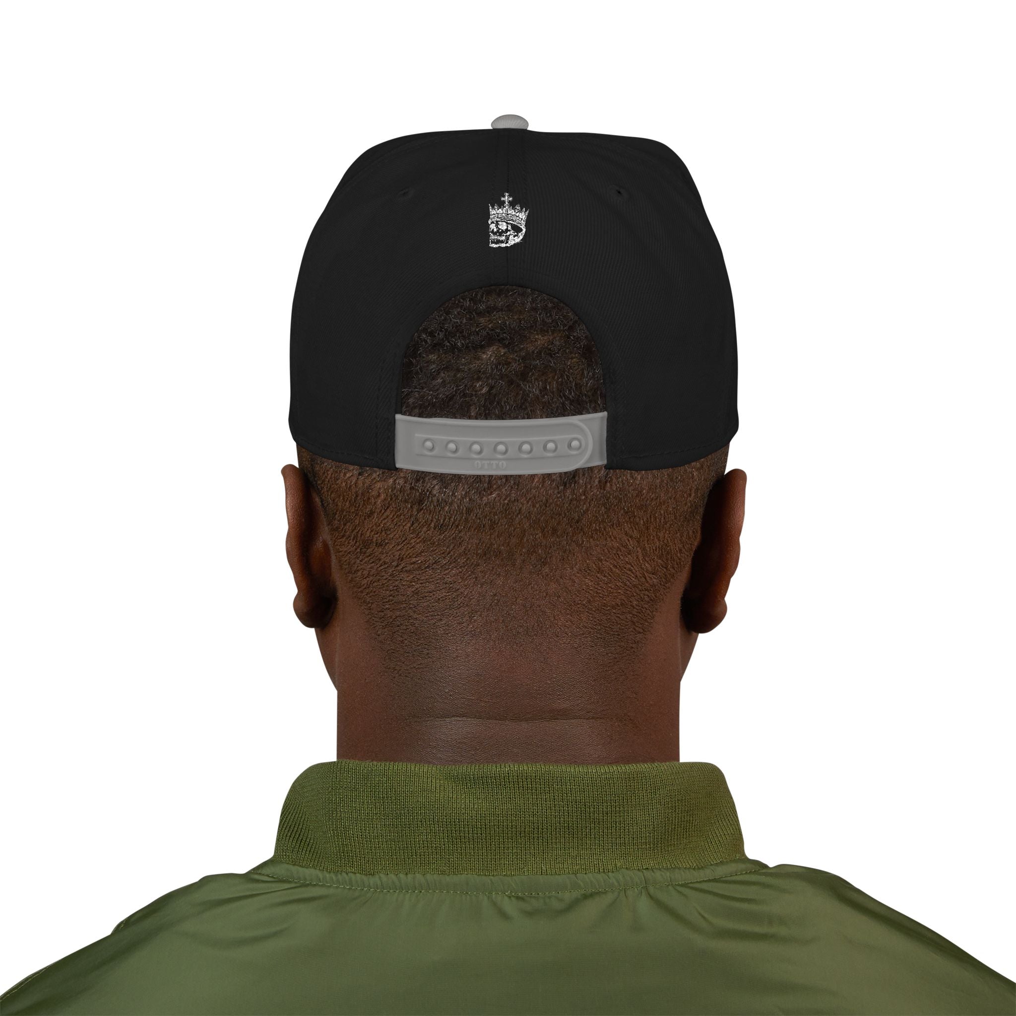Embroidered Gothic Snapback Hat — Dark Gray Black Streetwear Cap
