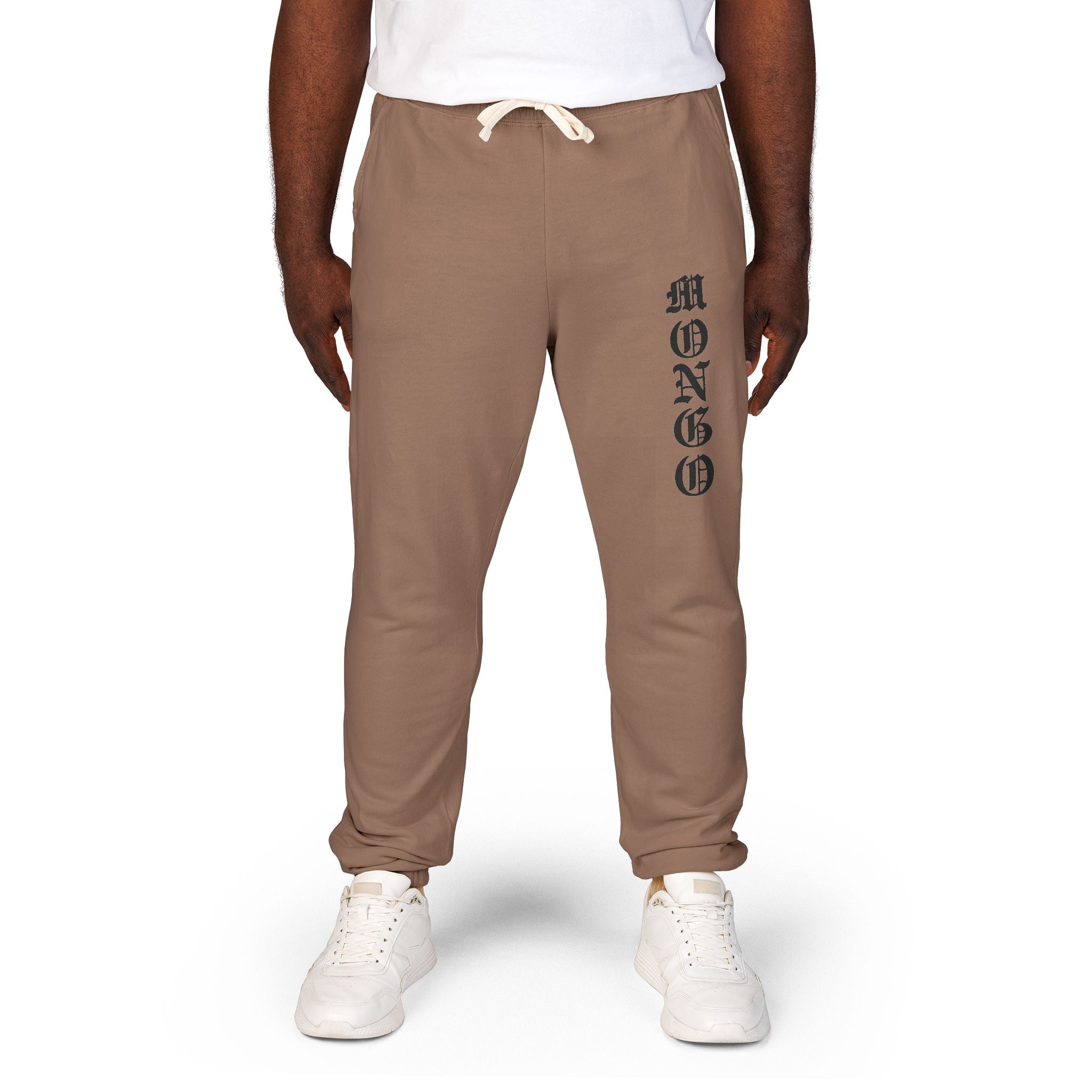 MONGO Gothic Script Sweatpants — Garment-Dyed Fleece Joggers