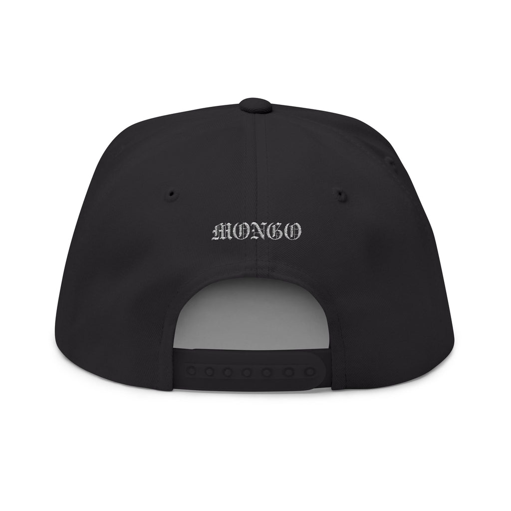 Embroidered Crown Skull Snapback Hat — Gothic Streetwear Cap with 'MONGO' Back Text