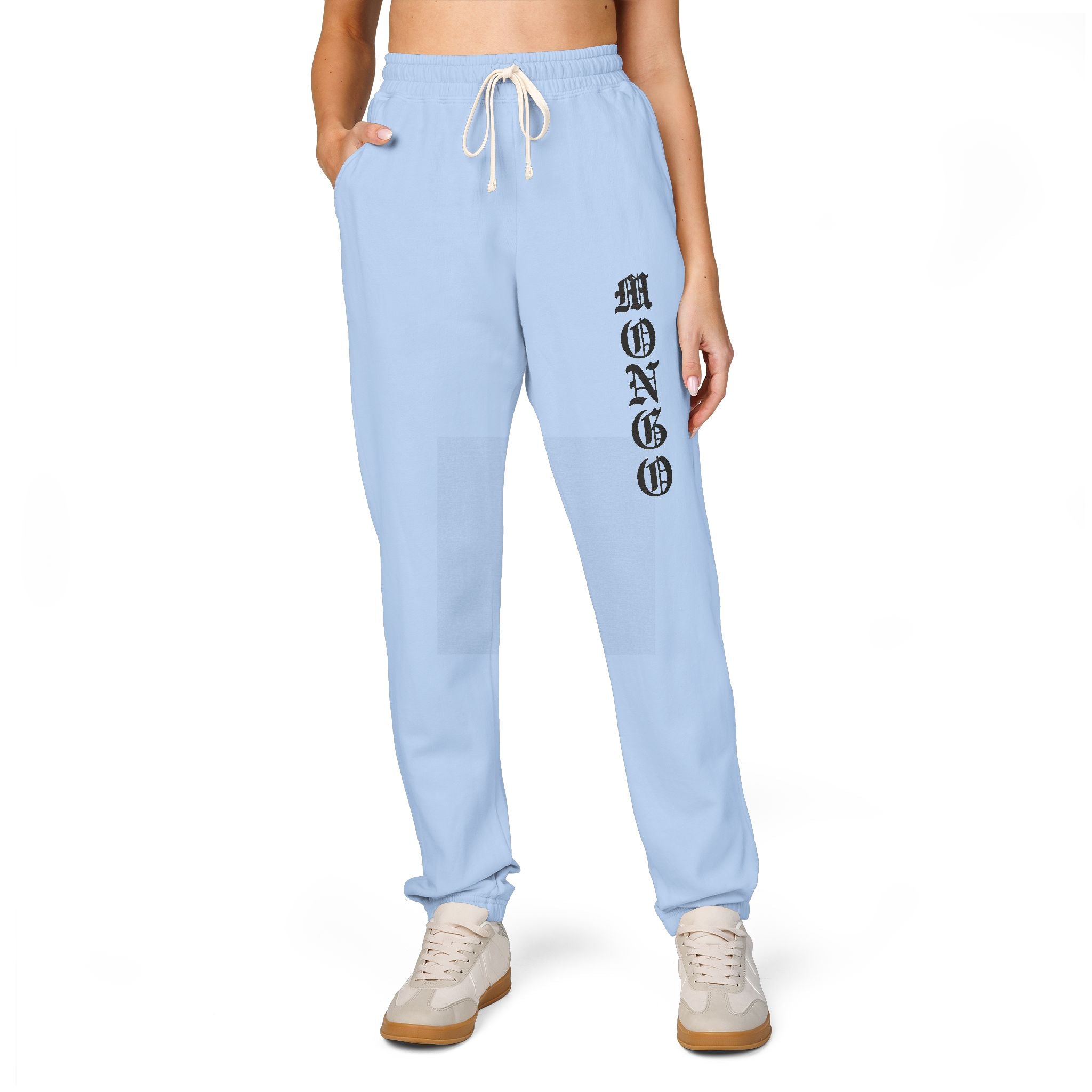 MONGO Gothic Script Sweatpants — Garment-Dyed Fleece Joggers