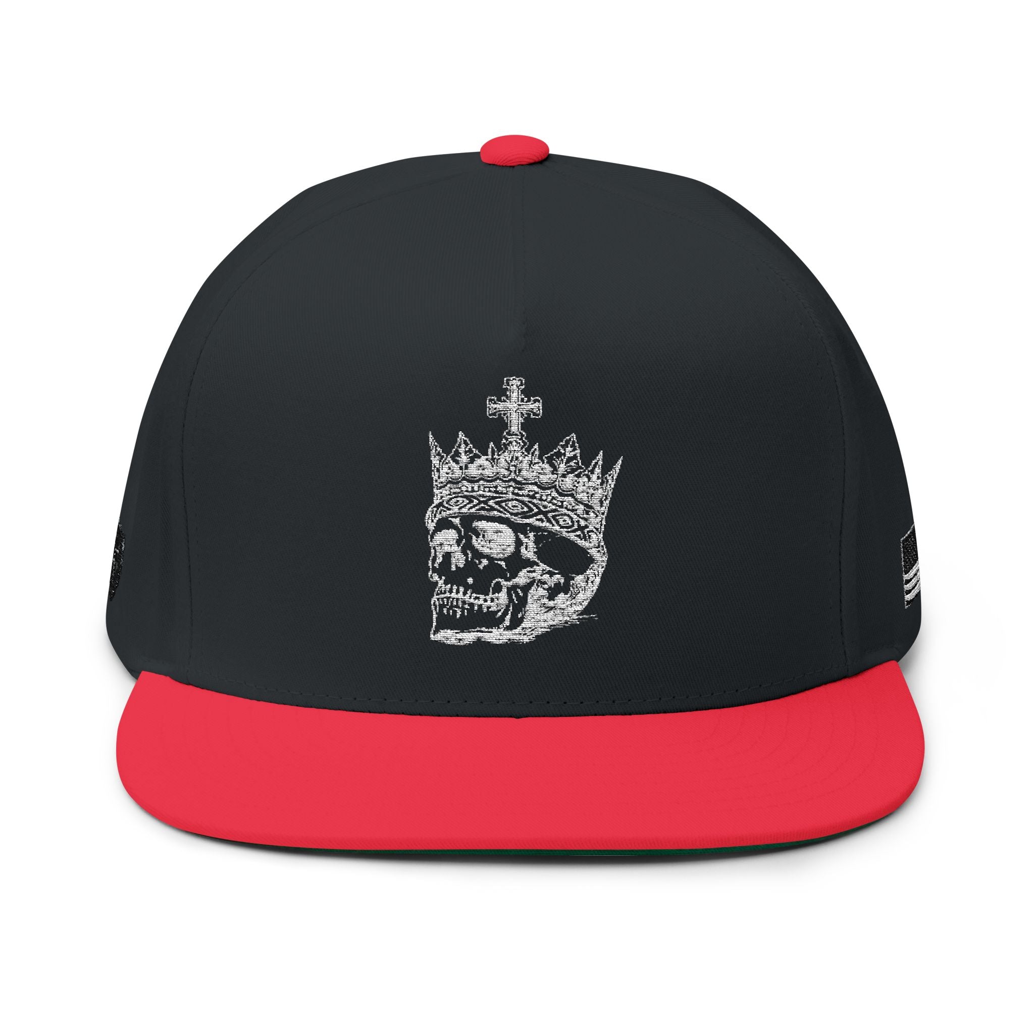 Embroidered Crown Skull Snapback Hat — Gothic Streetwear Cap with 'MONGO' Back Text