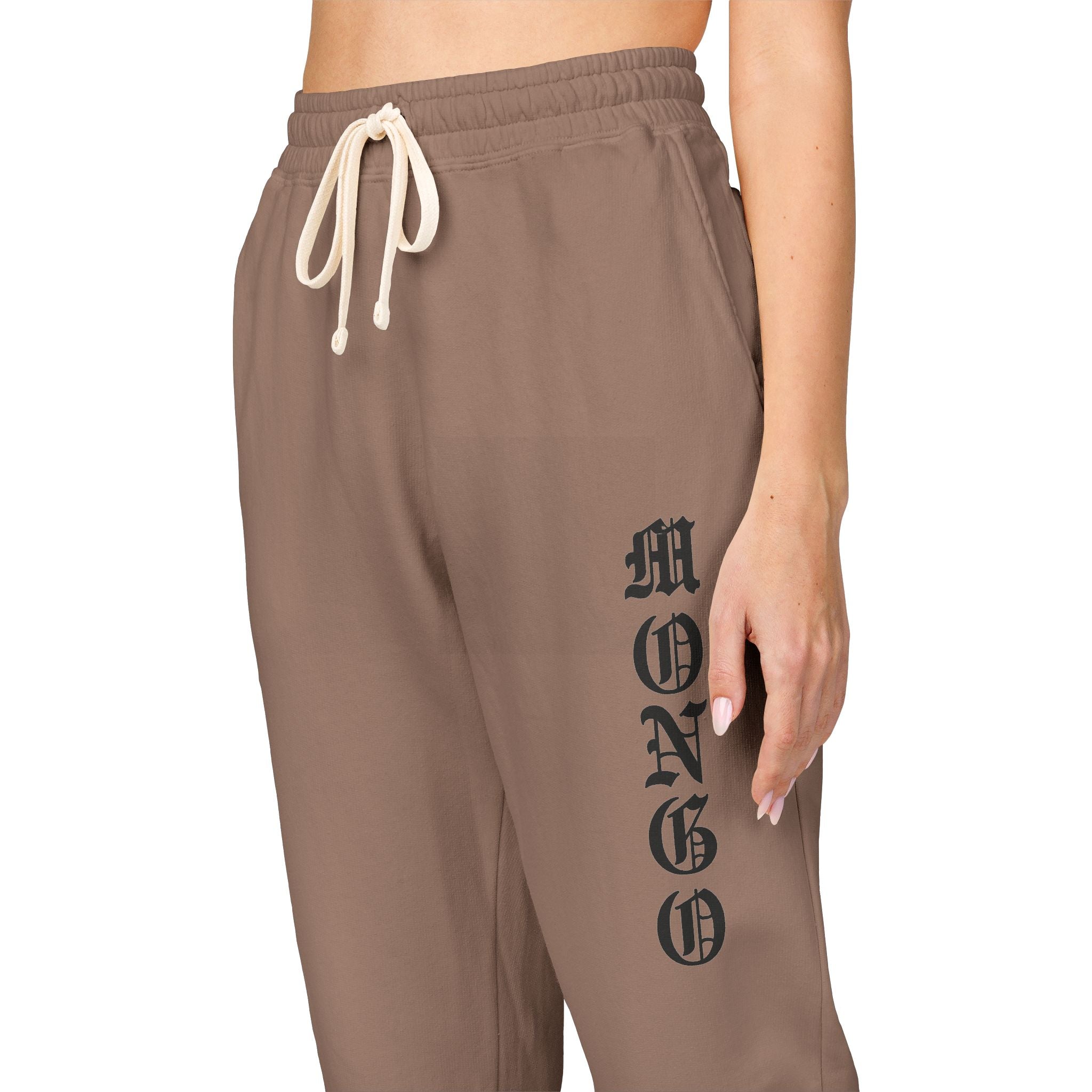 MONGO Gothic Script Sweatpants — Garment-Dyed Fleece Joggers