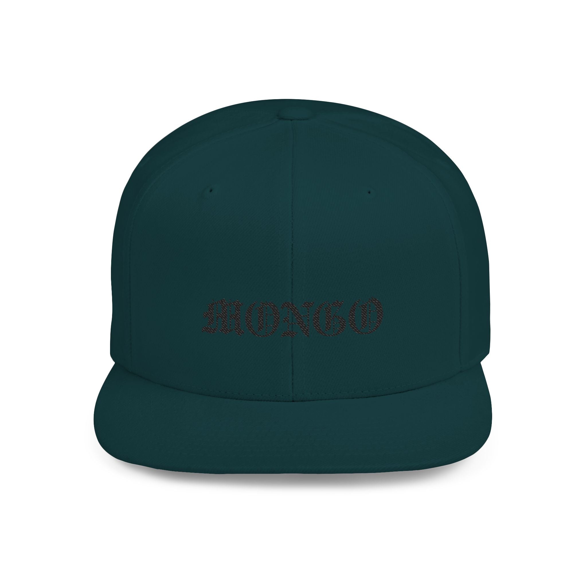 Snapback Hat — "MONGO" Gothic Script Flat-Bill Cap