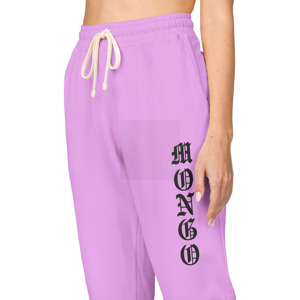 MONGO Gothic Script Sweatpants — Garment-Dyed Fleece Joggers