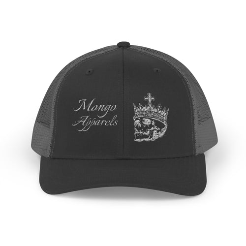 Black Trucker Snapback Cap with Distressed Crown Logo — MXRGD Apparel