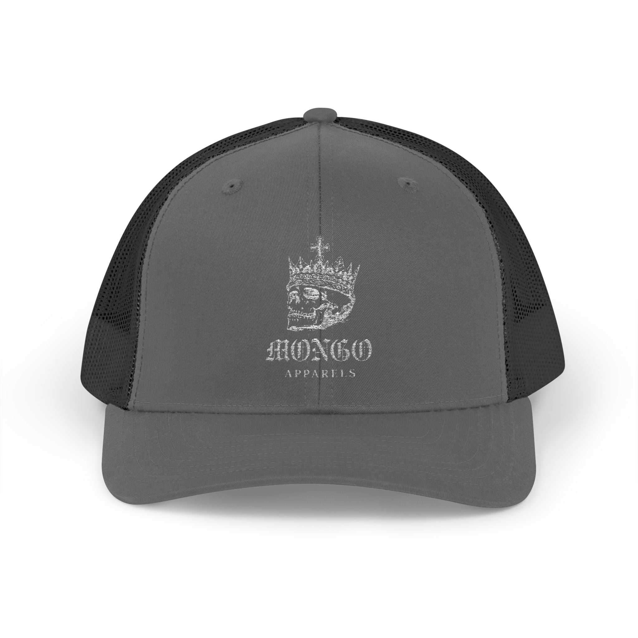 Black Trucker Snapback Cap with Distressed Crown Logo — MXRGD Apparel