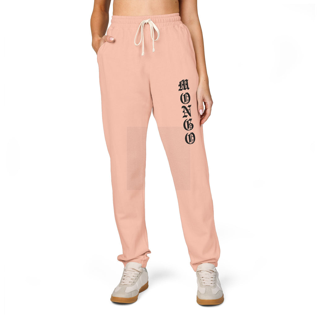MONGO Gothic Script Sweatpants — Garment-Dyed Fleece Joggers