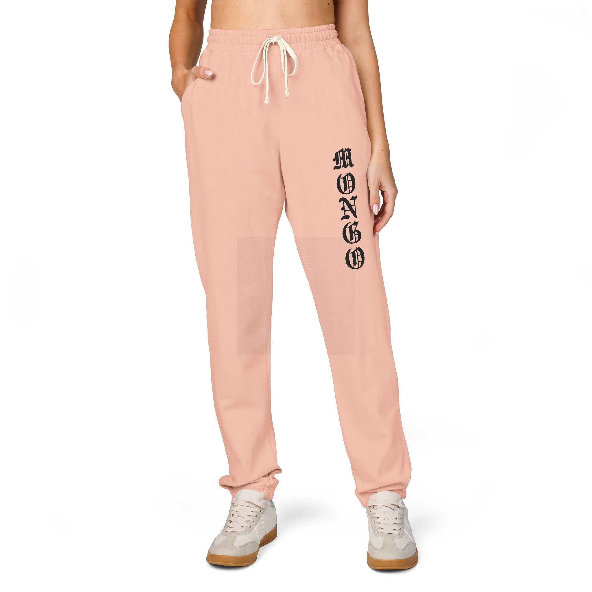 MONGO Gothic Script Sweatpants — Garment-Dyed Fleece Joggers