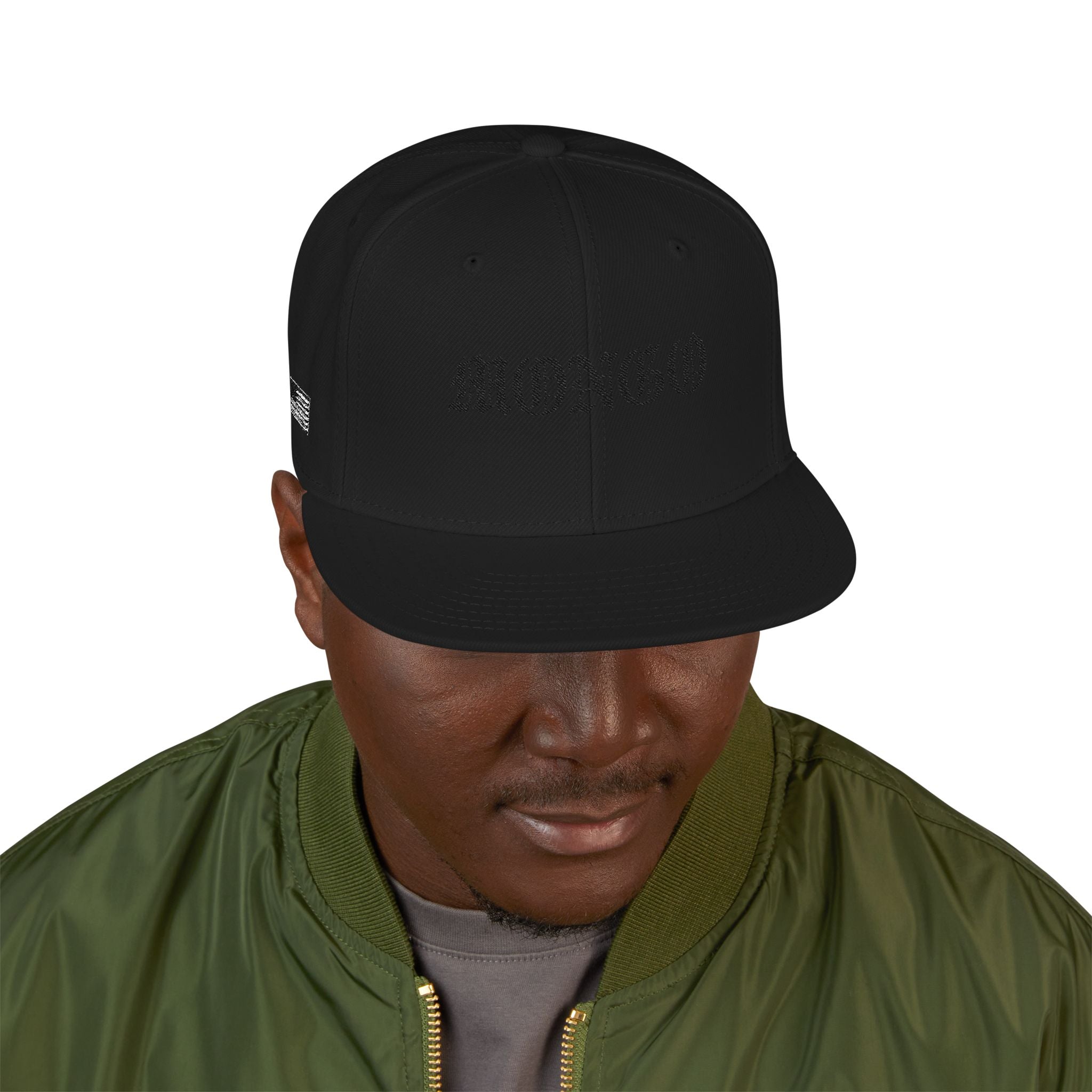 Embroidered Gothic Snapback Hat – Black & Gray Streetwear Cap