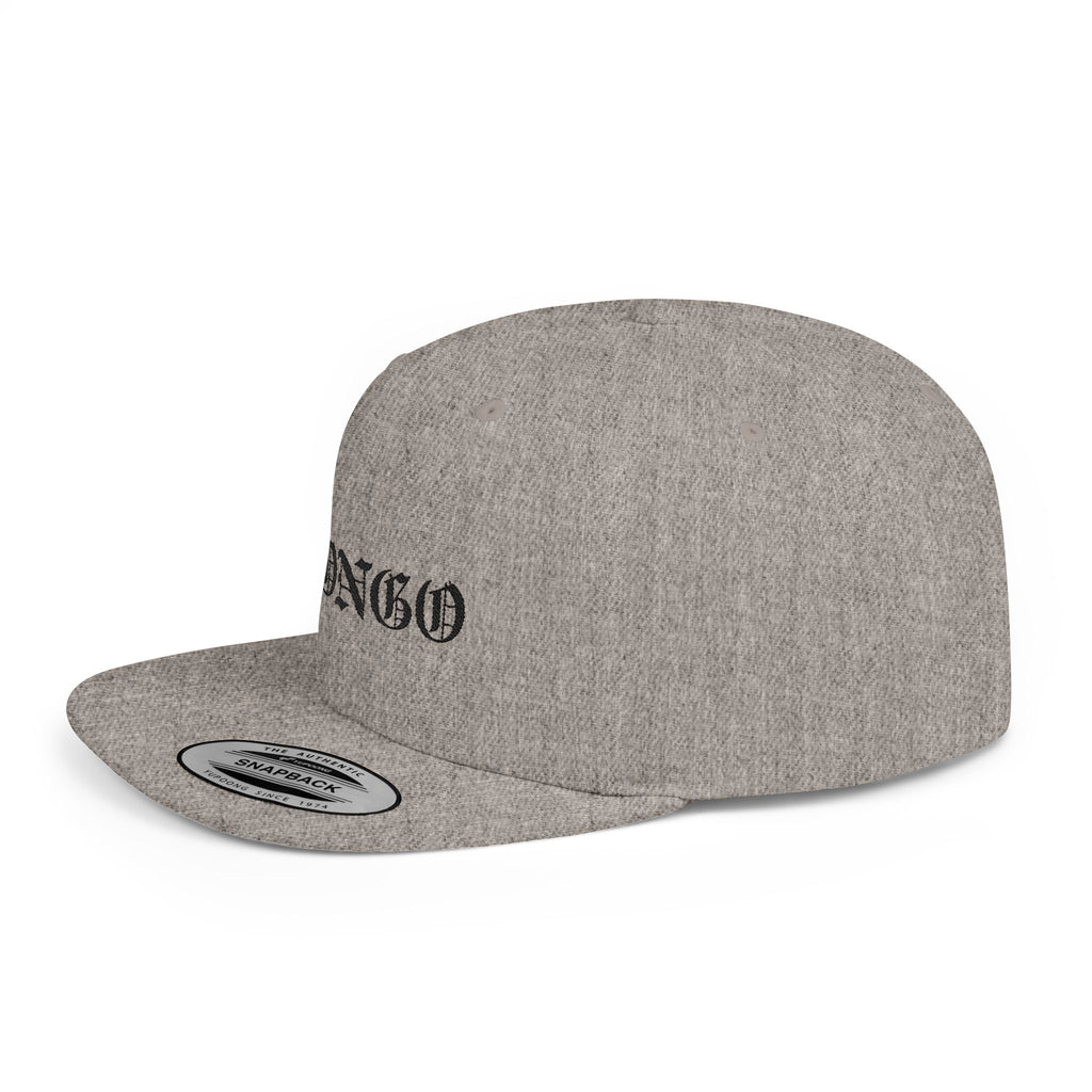 Snapback Hat — "MONGO" Gothic Script Flat-Bill Cap