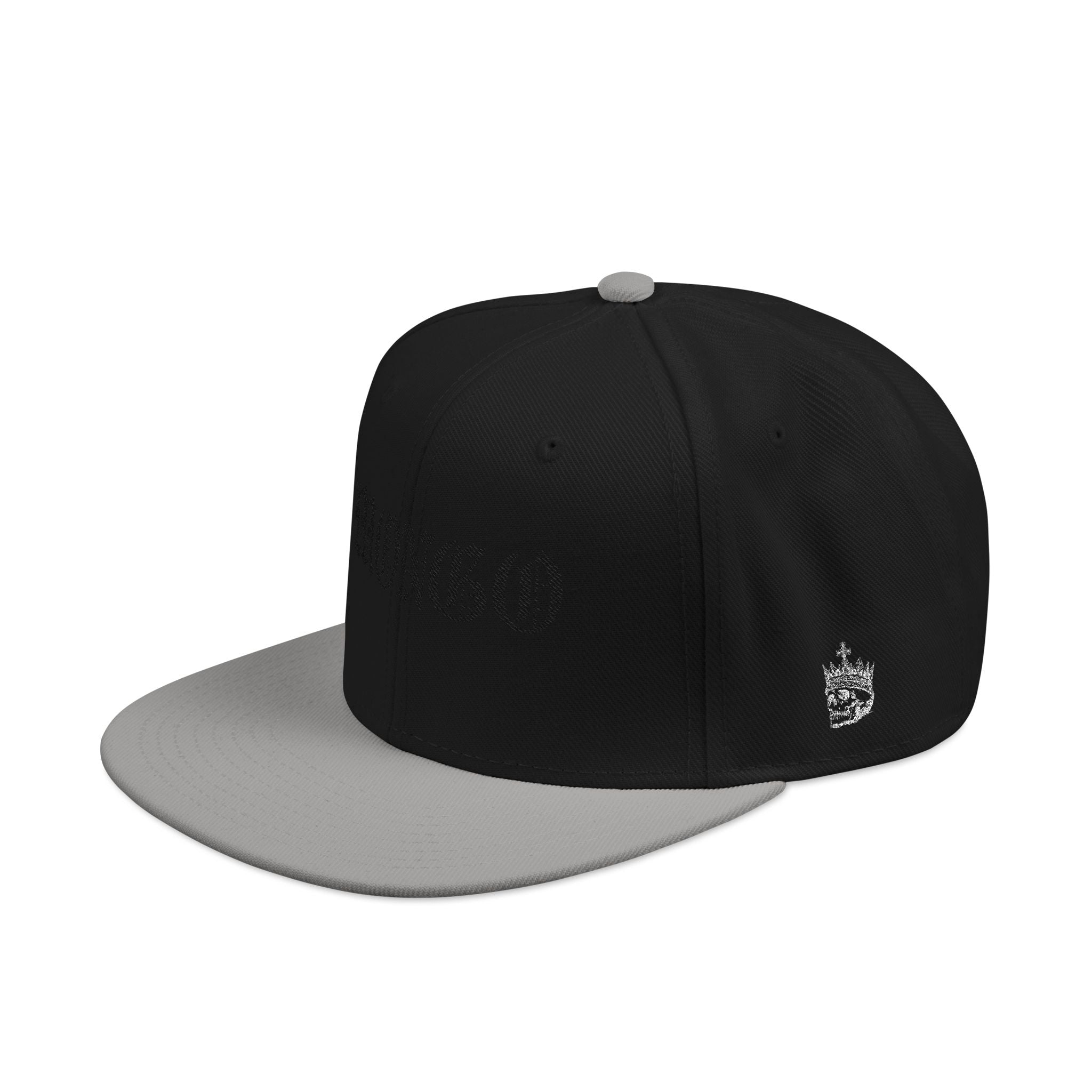 Embroidered Gothic Snapback Hat – Black & Gray Streetwear Cap