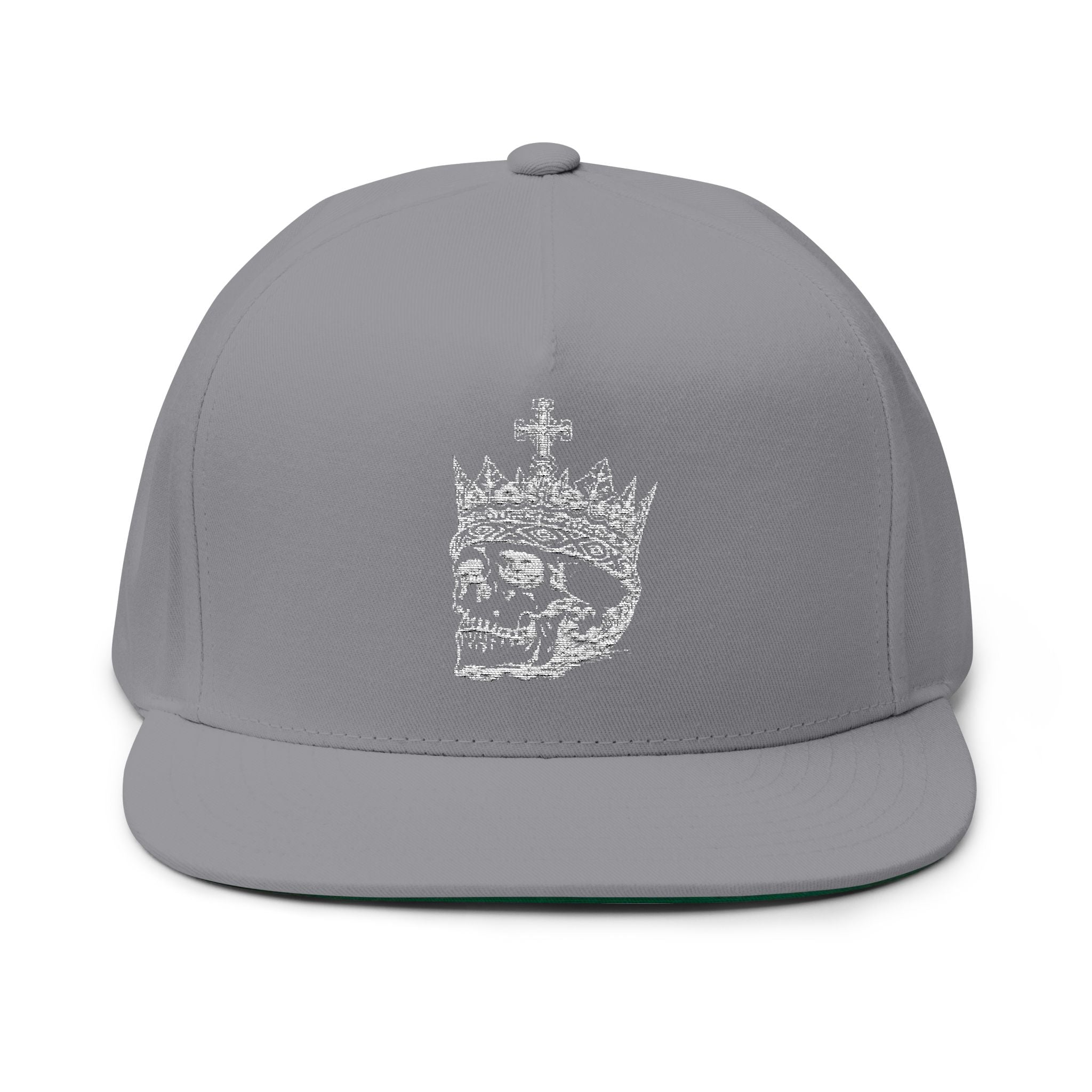 Embroidered Crown Skull Snapback Hat — Gothic Streetwear Cap with 'MONGO' Back Text