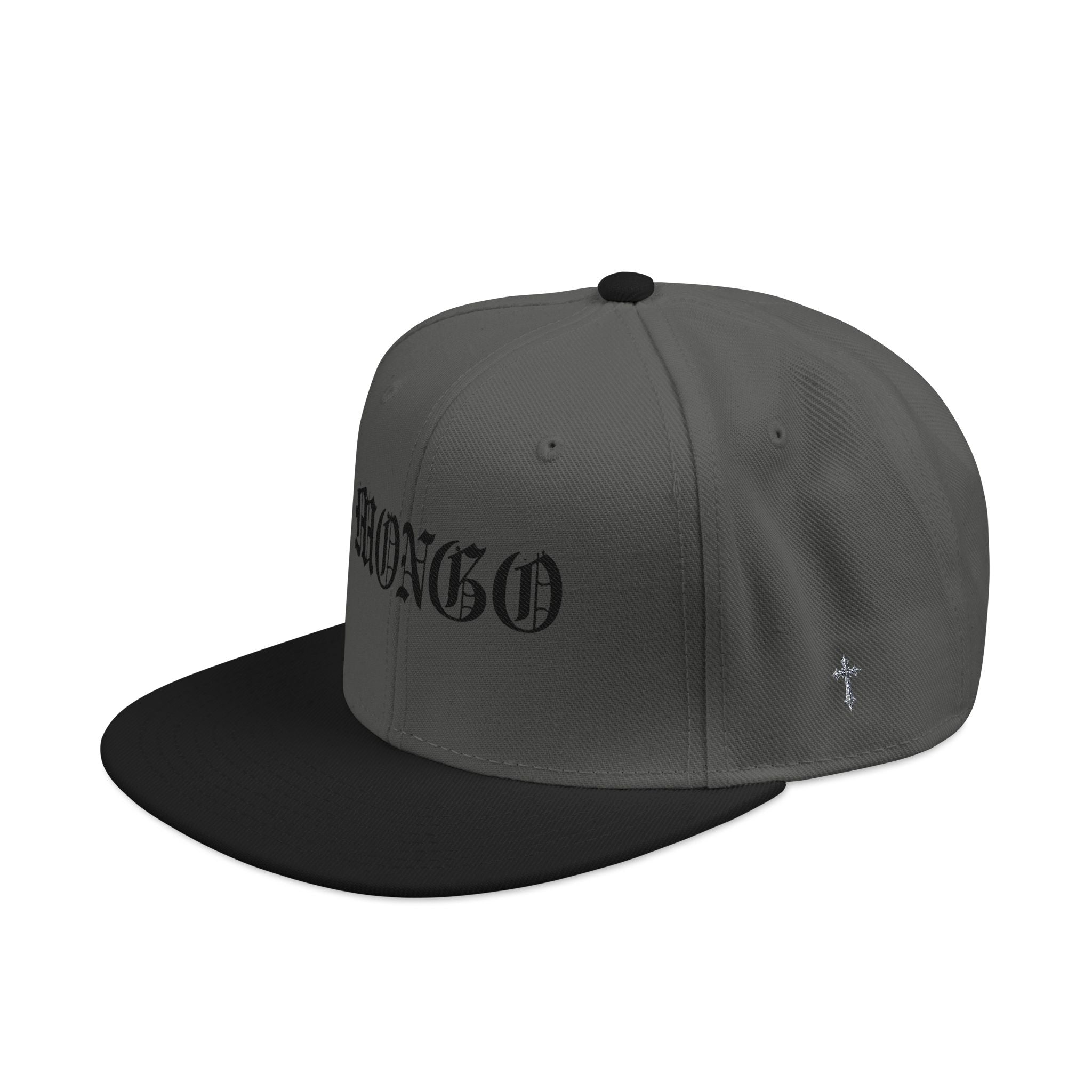 Embroidered Gothic Snapback Hat – Black & Gray Streetwear Cap