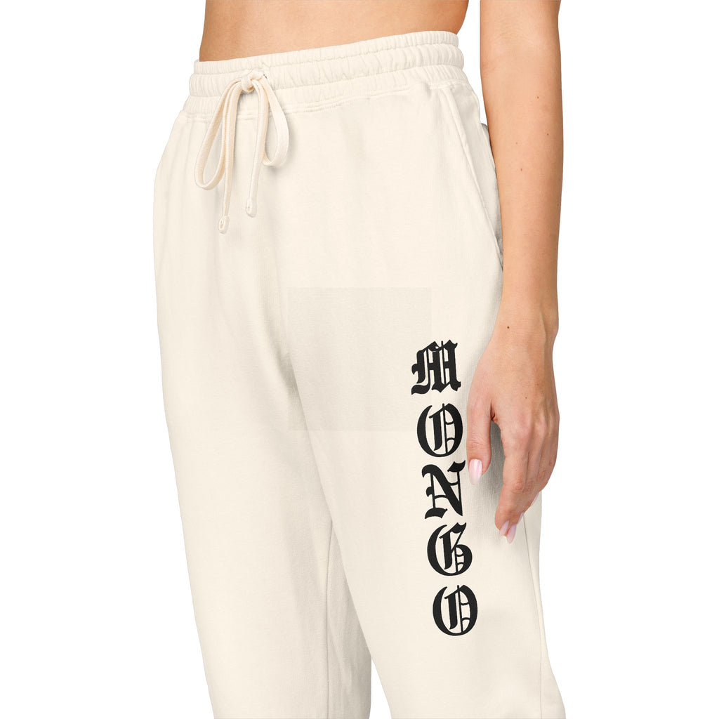 MONGO Gothic Script Sweatpants — Garment-Dyed Fleece Joggers