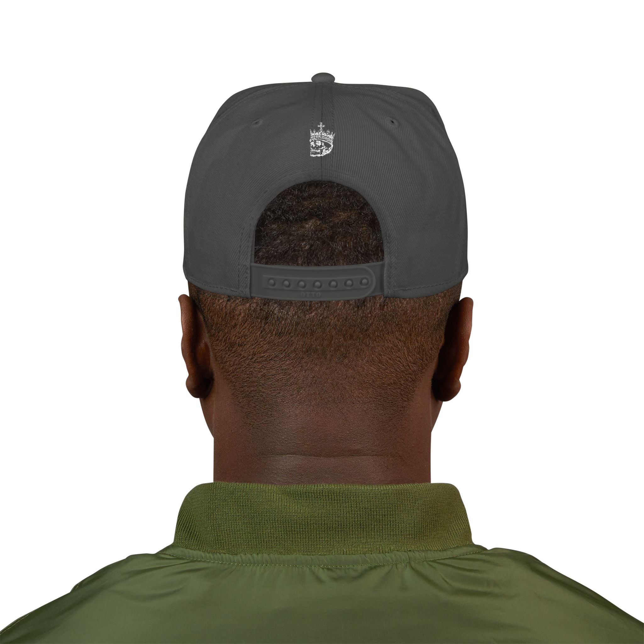 Embroidered Gothic Snapback Hat — Dark Gray Black Streetwear Cap