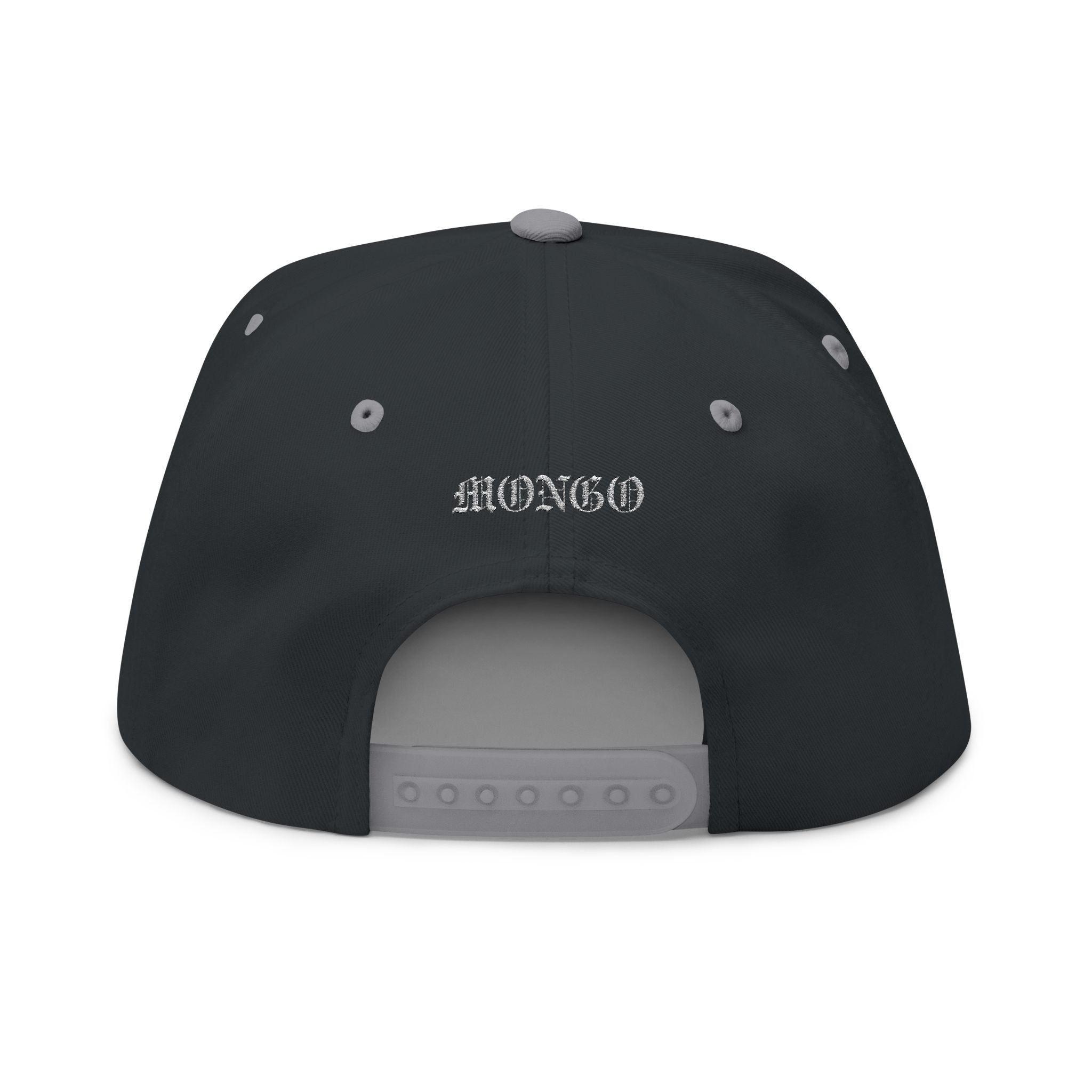 Embroidered Crown Skull Snapback Hat — Gothic Streetwear Cap with 'MONGO' Back Text