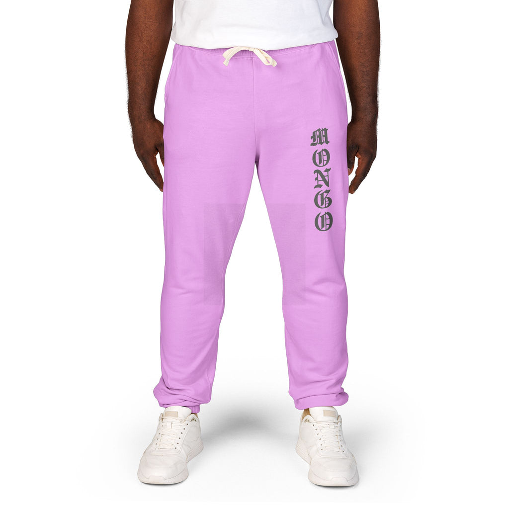 MONGO Gothic Script Sweatpants — Garment-Dyed Fleece Joggers