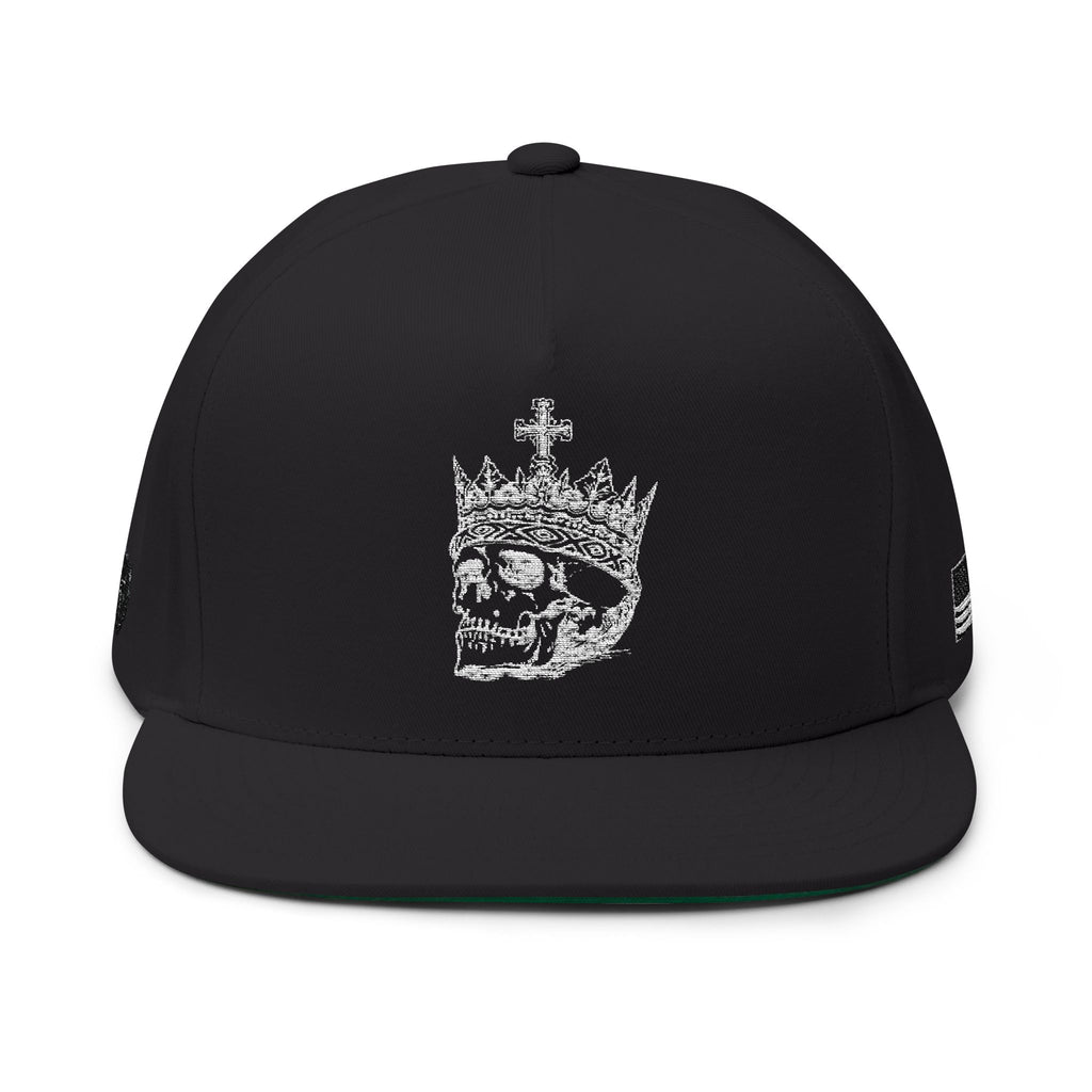 Embroidered Crown Skull Snapback Hat — Gothic Streetwear Cap with 'MONGO' Back Text