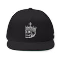 Embroidered Crown Skull Snapback Hat — Gothic Streetwear Cap with 'MONGO' Back Text