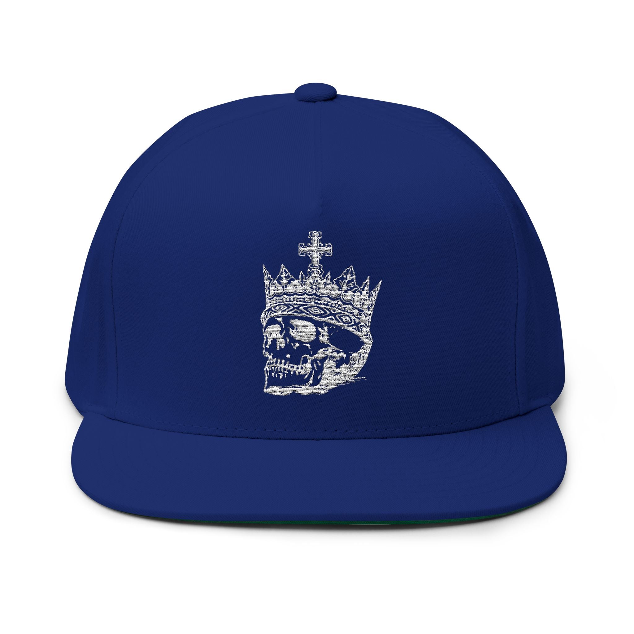 Embroidered Crown Skull Snapback Hat — Gothic Streetwear Cap with 'MONGO' Back Text