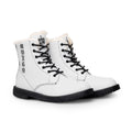 White Fur-Lined Leather Boots — Gothic 'MONGO' Lace-Up Women's Winter Boots