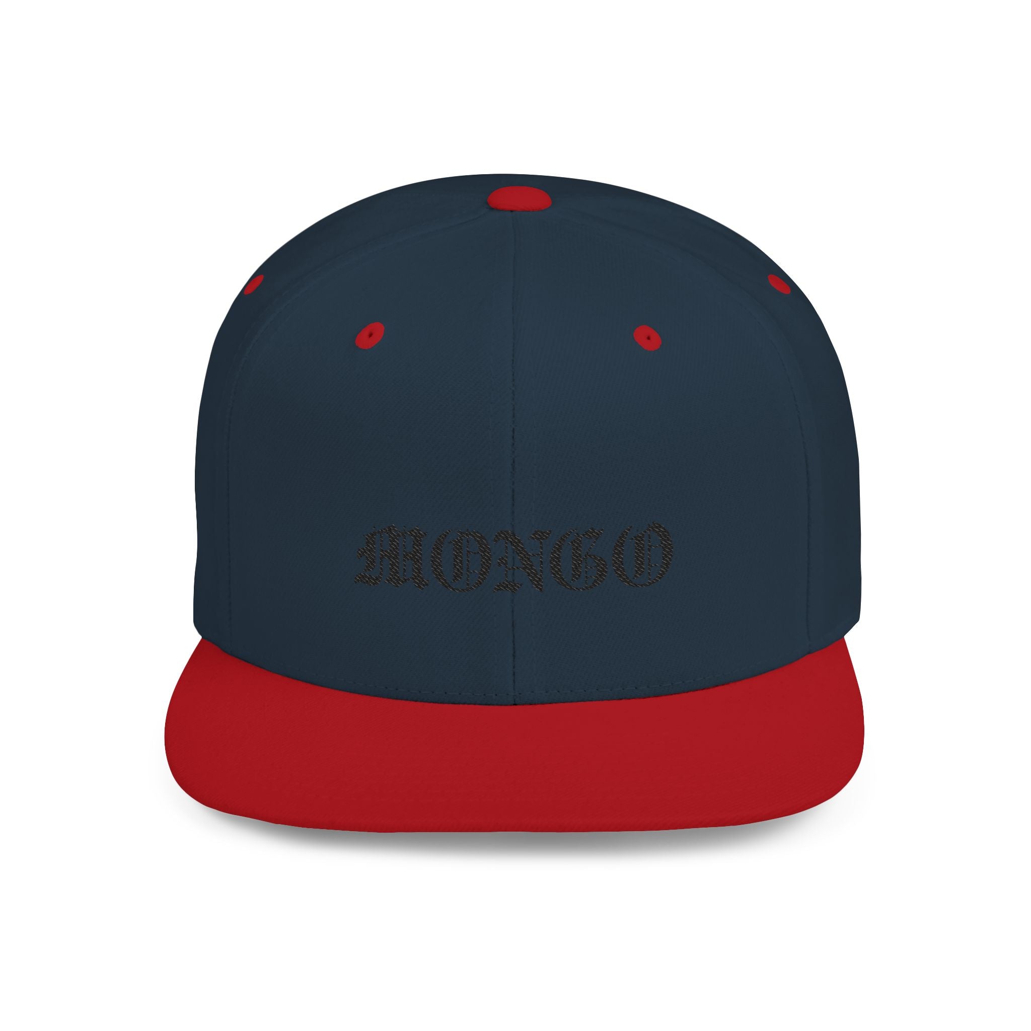 Snapback Hat — "MONGO" Gothic Script Flat-Bill Cap