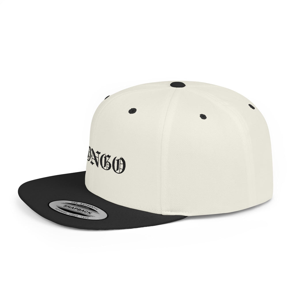 Snapback Hat — "MONGO" Gothic Script Flat-Bill Cap