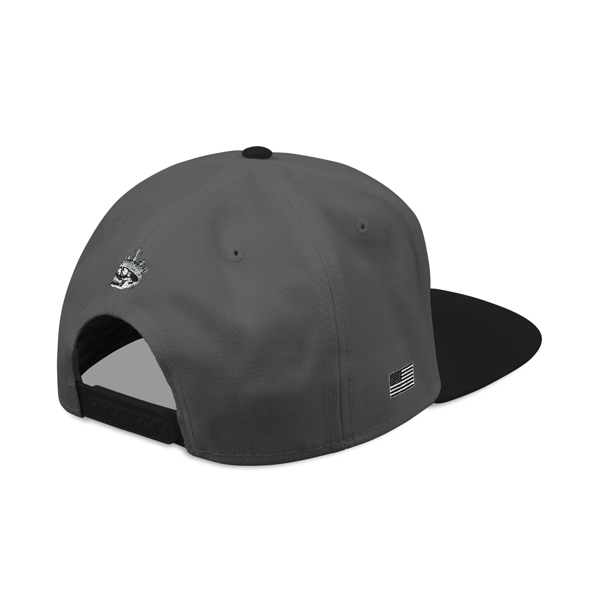 Embroidered Gothic Snapback Hat – Black & Gray Streetwear Cap