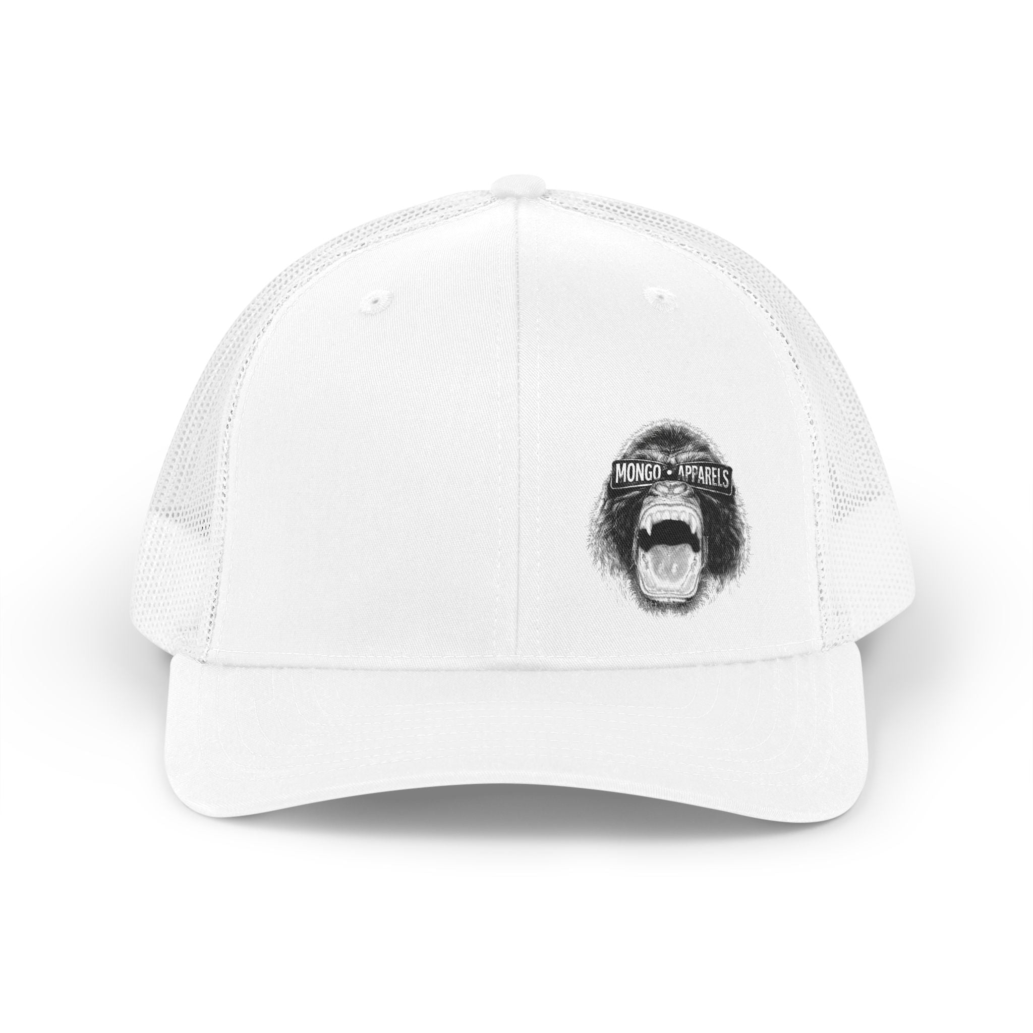 Gorilla Shout Trucker Hat — Retro Mesh Cap with 'Monkeys for Jesus' Graphic
