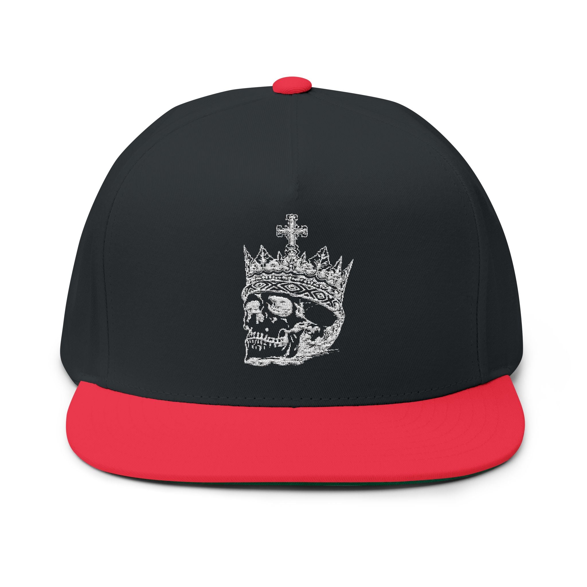 Embroidered Crown Skull Snapback Hat — Gothic Streetwear Cap with 'MONGO' Back Text