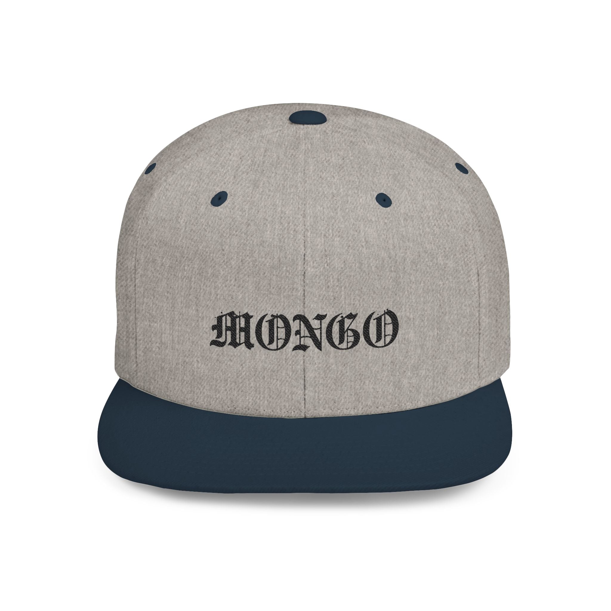 Snapback Hat — "MONGO" Gothic Script Flat-Bill Cap