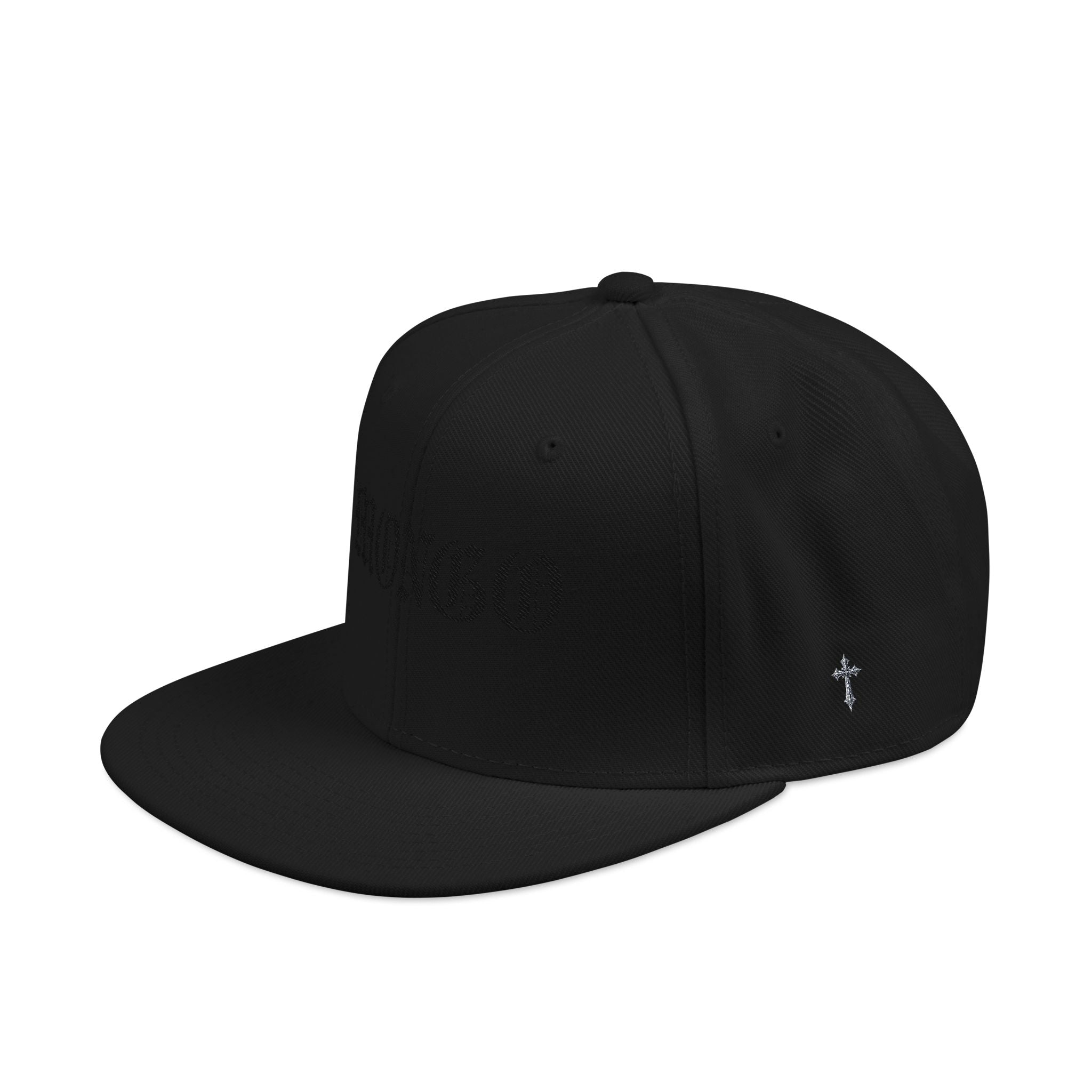 Embroidered Gothic Snapback Hat – Black & Gray Streetwear Cap