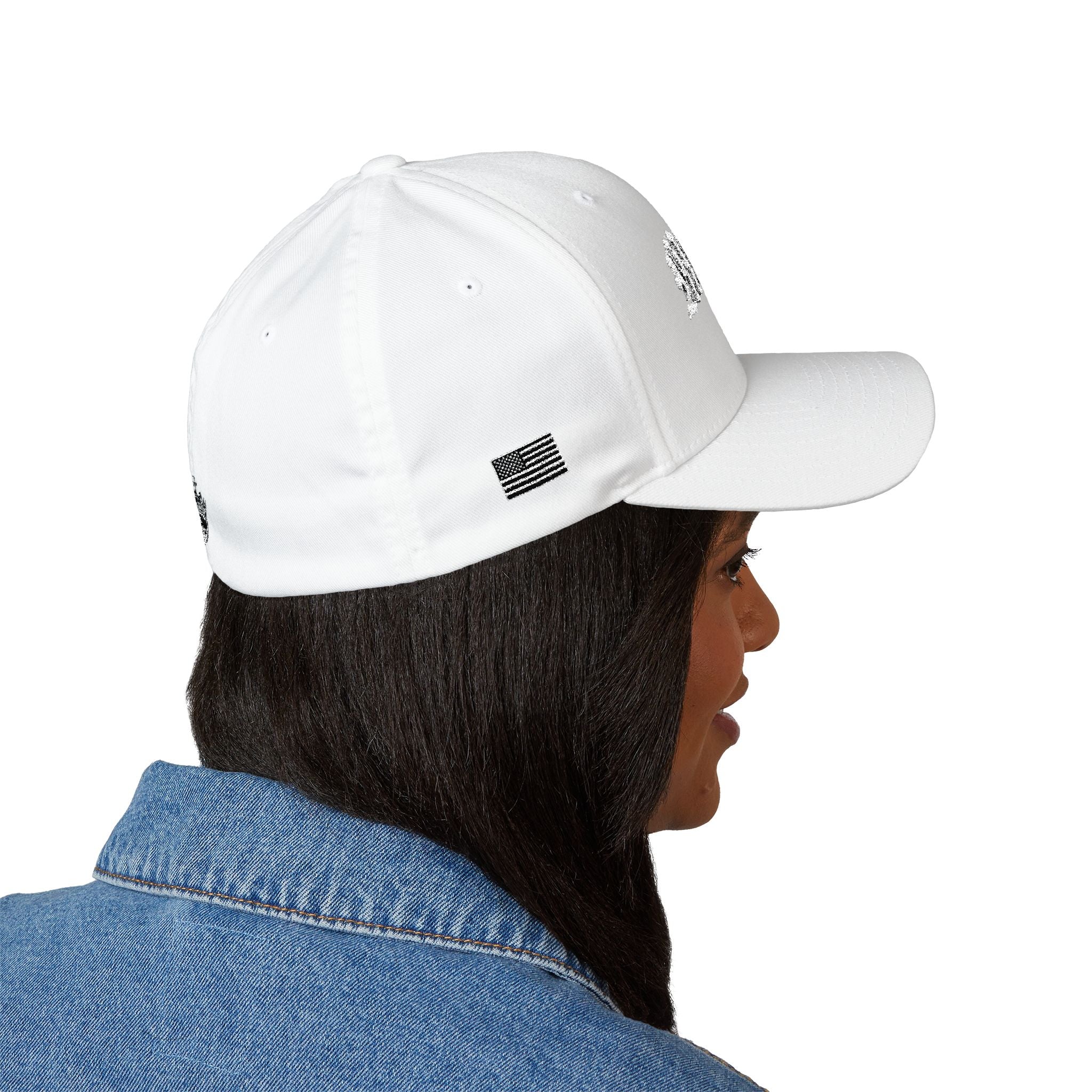 Embroidered 'BROOKLYN' White Structured Cap — Gothic Script Baseball Hat