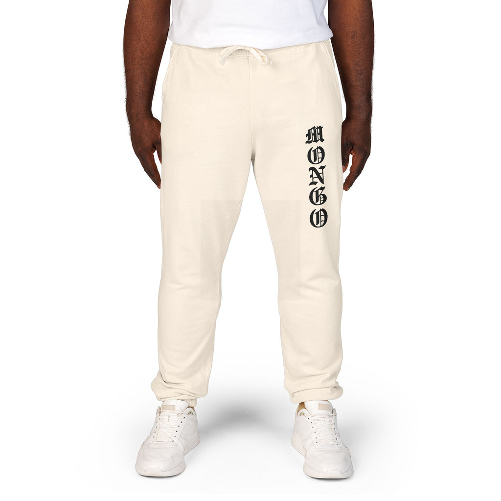 MONGO Gothic Script Sweatpants — Garment-Dyed Fleece Joggers