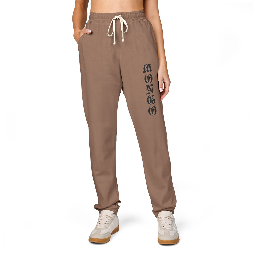 MONGO Gothic Script Sweatpants — Garment-Dyed Fleece Joggers