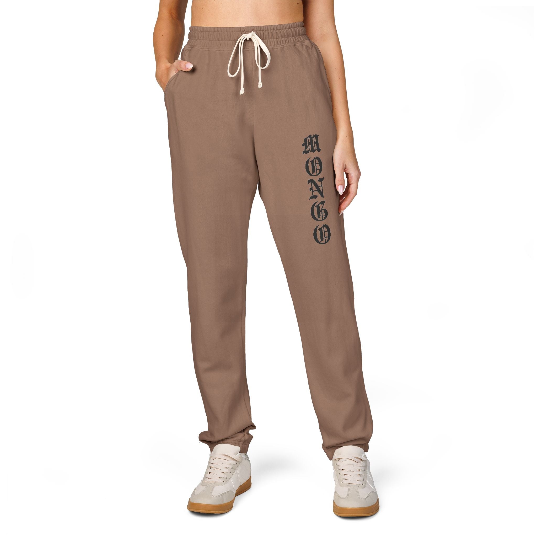MONGO Gothic Script Sweatpants — Garment-Dyed Fleece Joggers