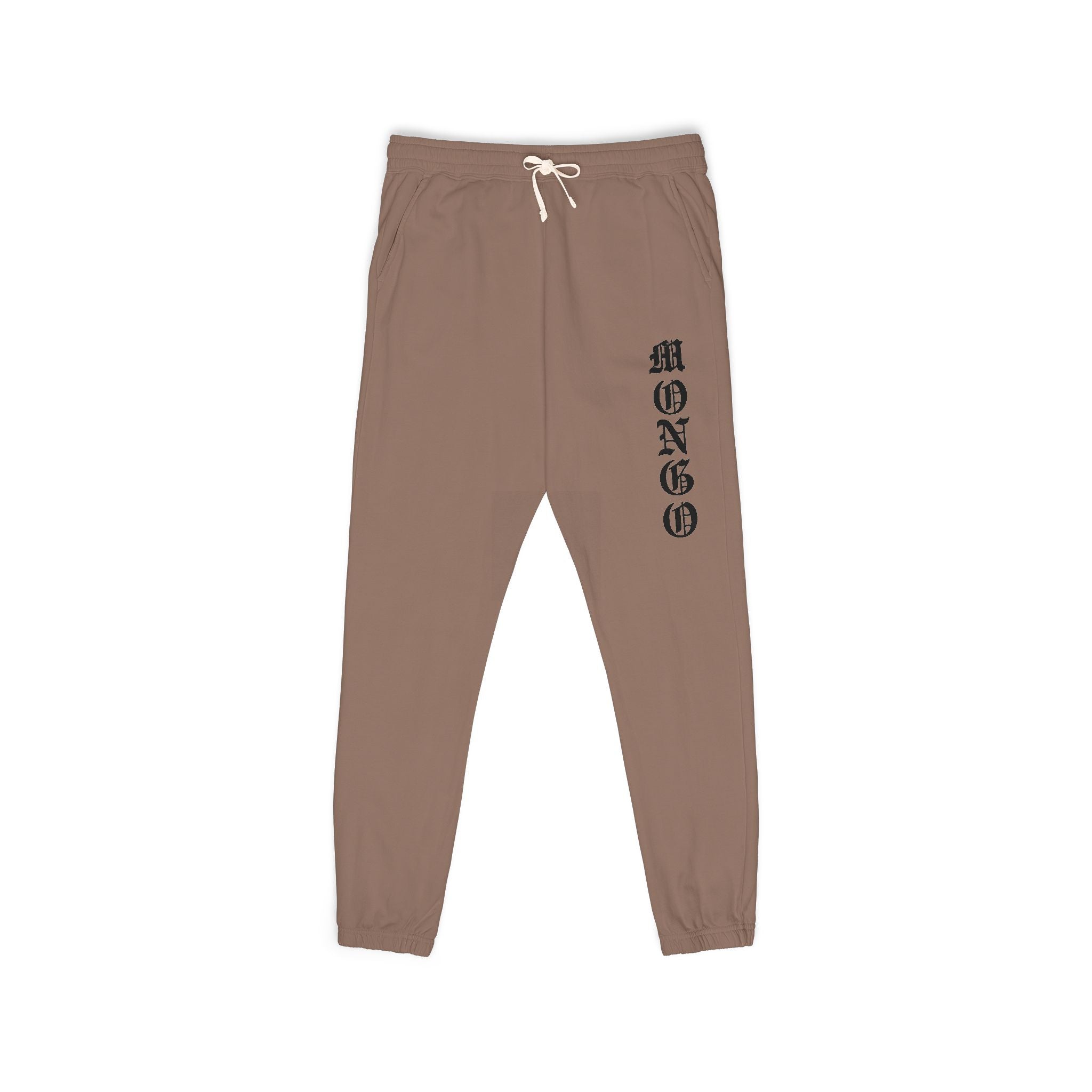 MONGO Gothic Script Sweatpants — Garment-Dyed Fleece Joggers