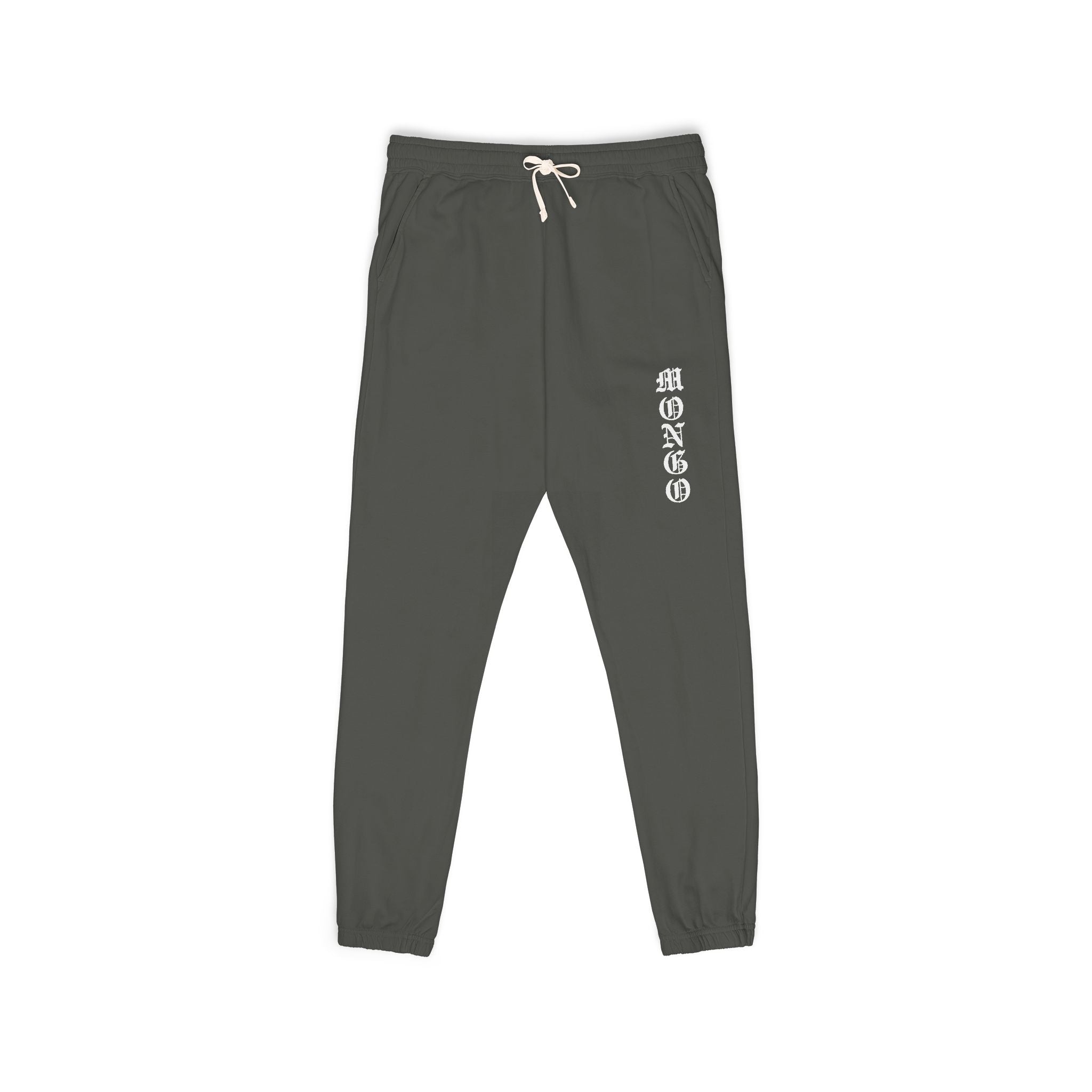 MONGO Gothic Script Sweatpants — Garment-Dyed Fleece Joggers