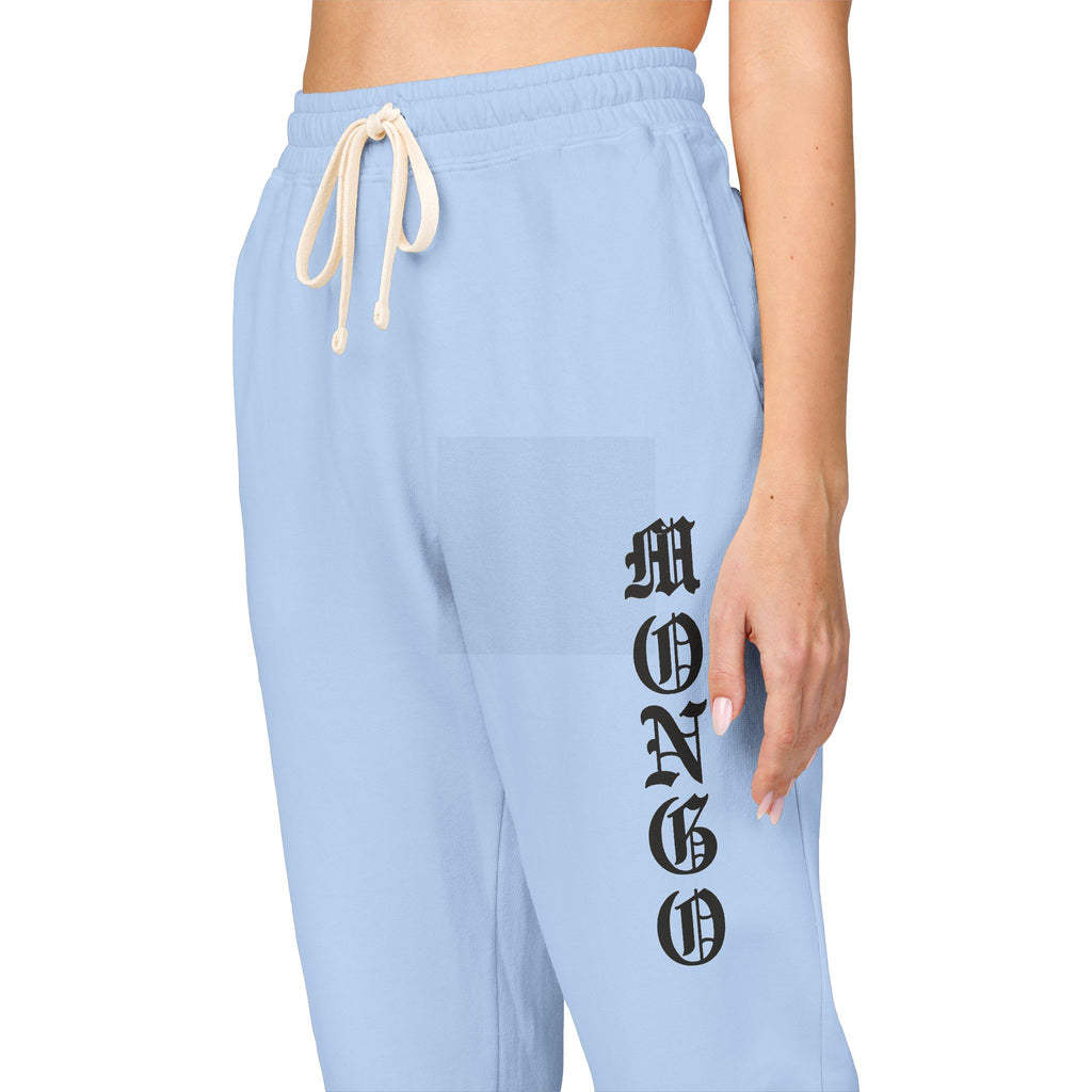 MONGO Gothic Script Sweatpants — Garment-Dyed Fleece Joggers