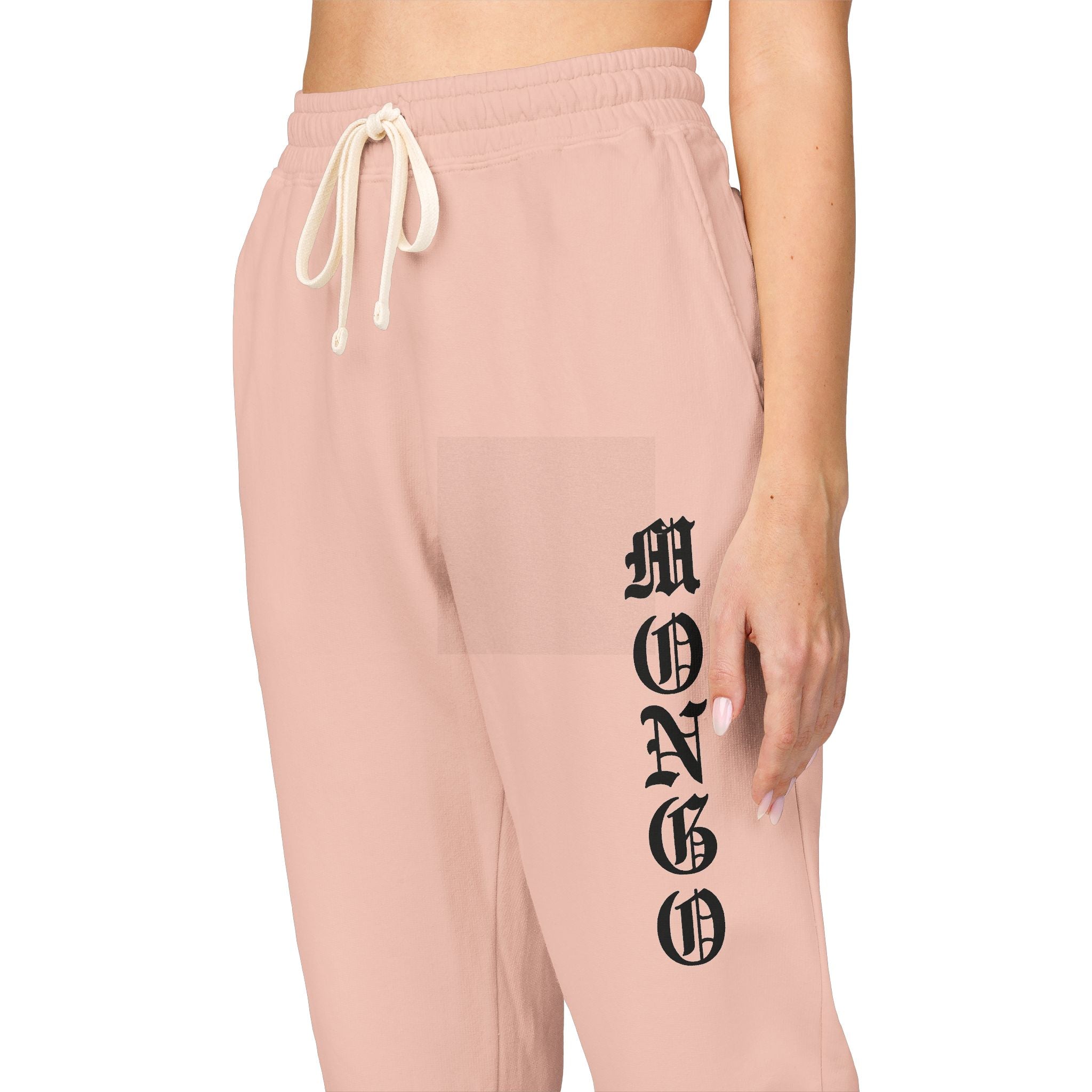 MONGO Gothic Script Sweatpants — Garment-Dyed Fleece Joggers