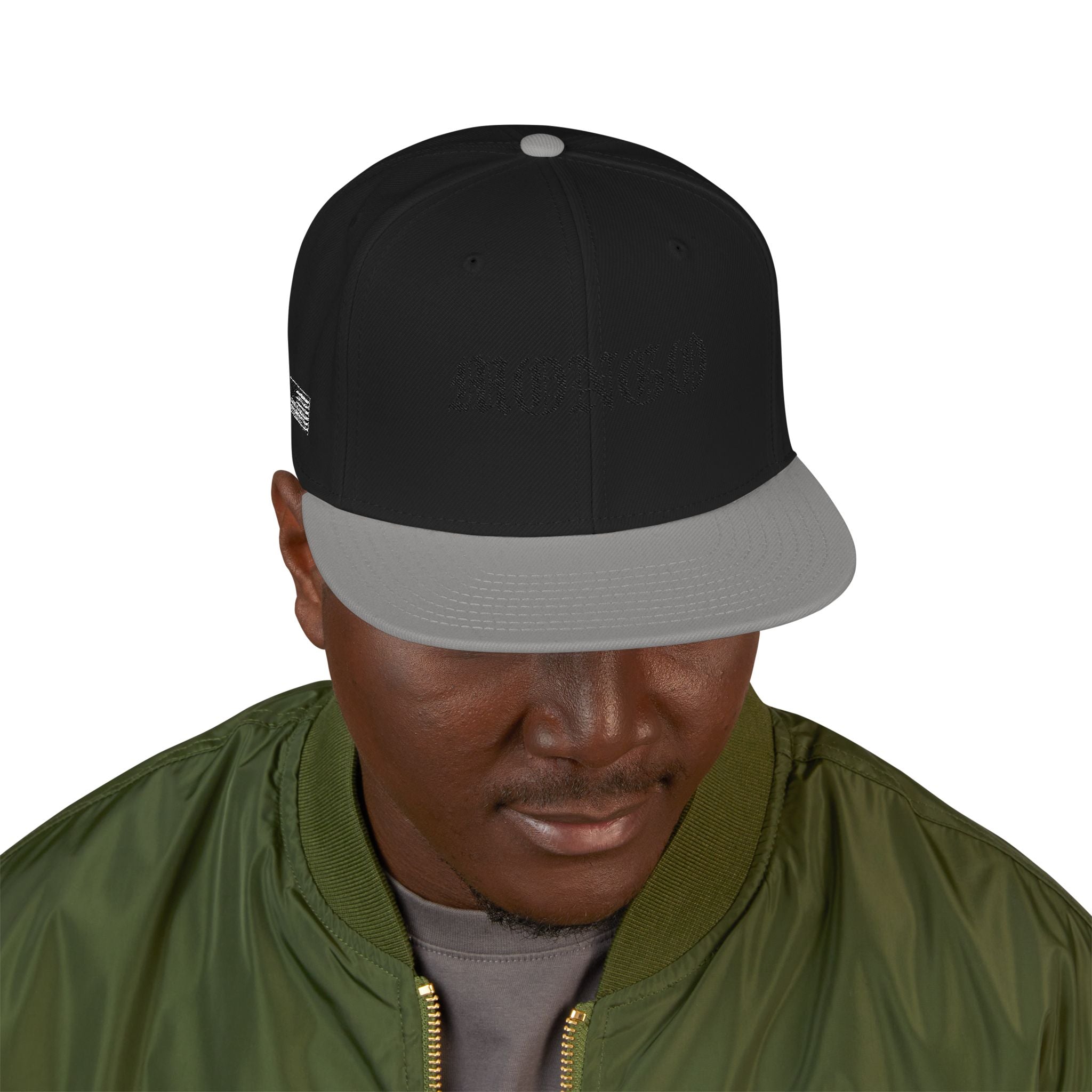 Embroidered Gothic Snapback Hat – Black & Gray Streetwear Cap