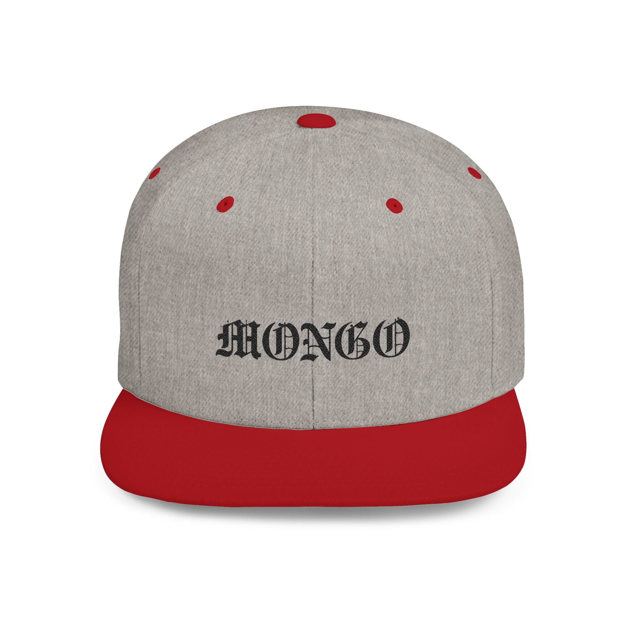Snapback Hat — "MONGO" Gothic Script Flat-Bill Cap