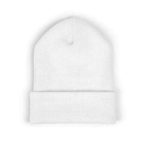 Embroidered 'MONGO' Cuffed Beanie — Gothic Script Winter Knit Hat