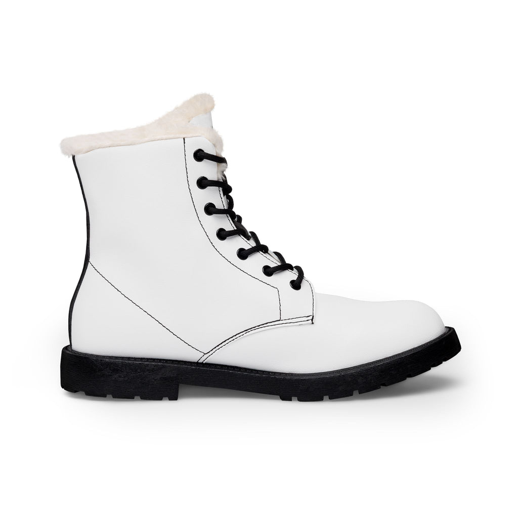 White Fur-Lined Leather Boots — Gothic 'MONGO' Lace-Up Women's Winter Boots