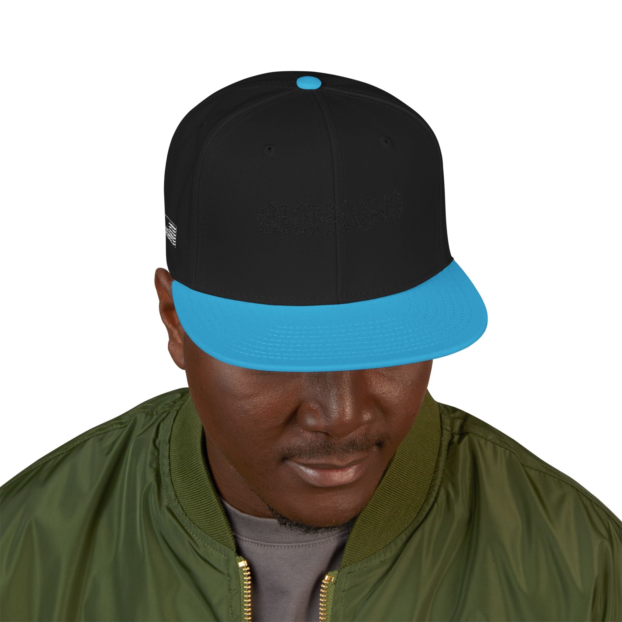 Embroidered Gothic Snapback Hat – Black & Gray Streetwear Cap