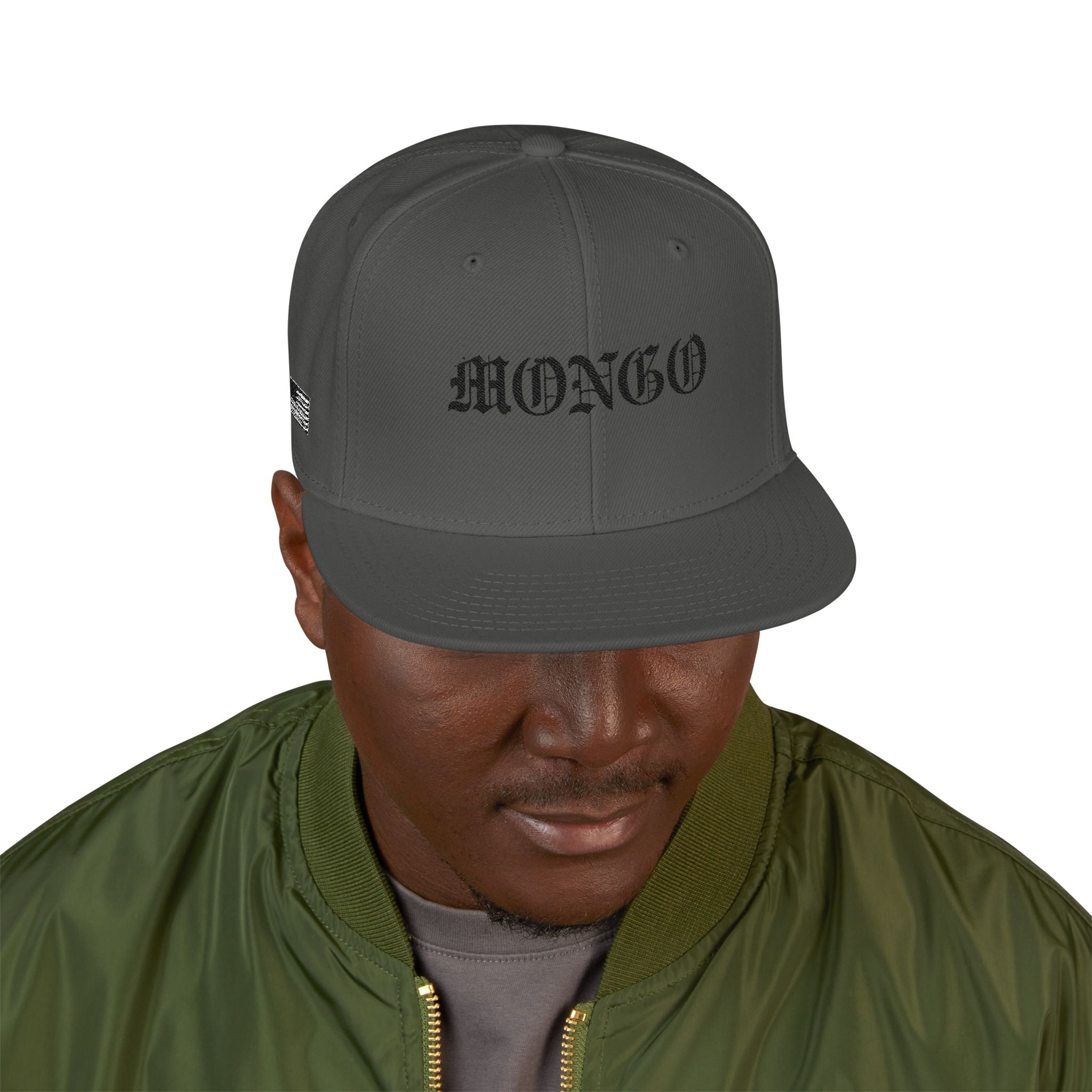Embroidered Gothic Snapback Hat – Black & Gray Streetwear Cap